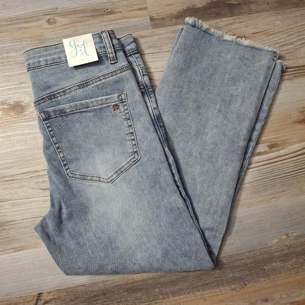 NEW Grace & Lace Size 8 Mel's Fave Cropped Wide Leg Jeans in Mid-Wash